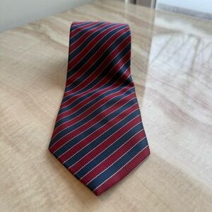 Elegant Burgundy and Navy Striped Silk Tie